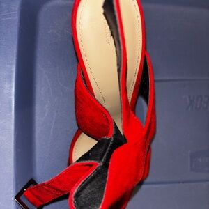Zara red suede high heels